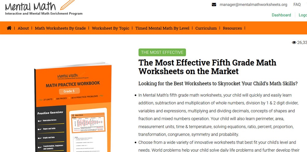 free fifth grade math worksheets